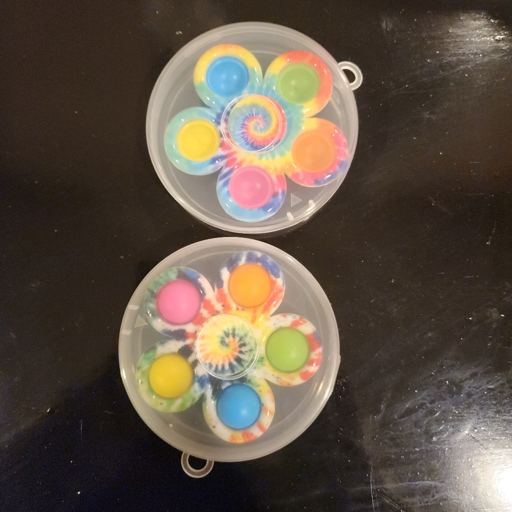 Fidget Spinner Pop It 2 Pack Tie Dye Sensory Toy Kids Adults Nwot